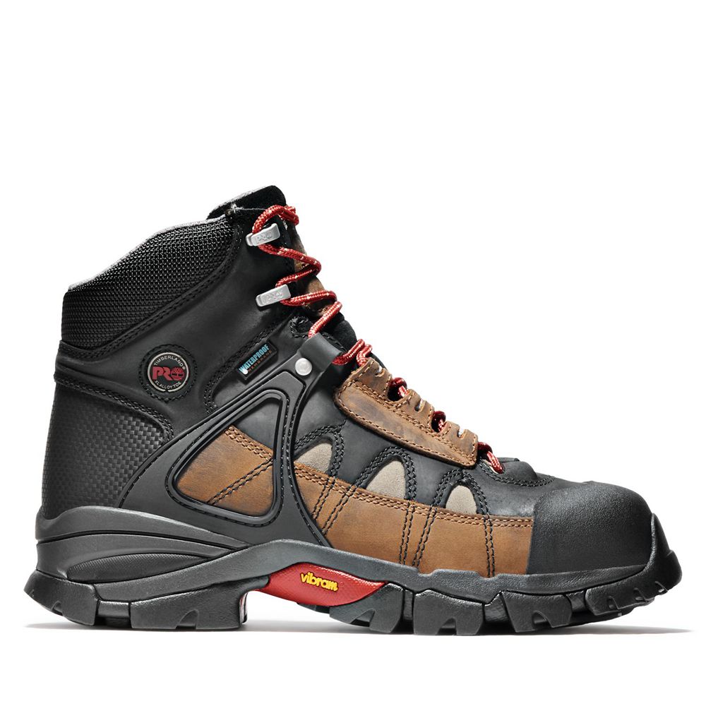 Timberland Μποτακια Εργασίας Ανδρικα Μαυρα/Καφε - Pro® Hyperion 6" Alloy Toe - Greece 8256073-ZP